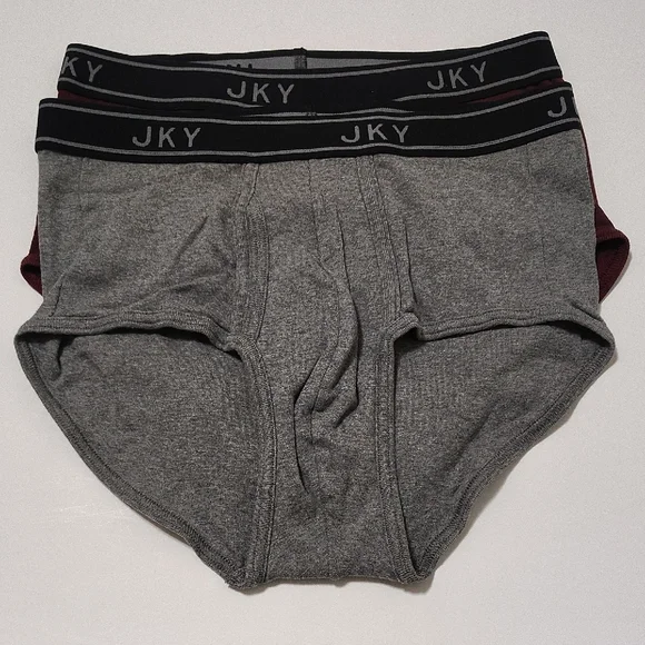 JKY Men's Briefs Set Of 2 - Burgundy and Gray Size M - Picture 2 of 5
